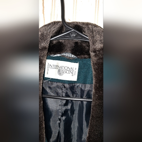 Vtg International Scene Women Heavyweight Wool Faux Fur Collar Coat Warm Cozy XL - Picture 4 of 13